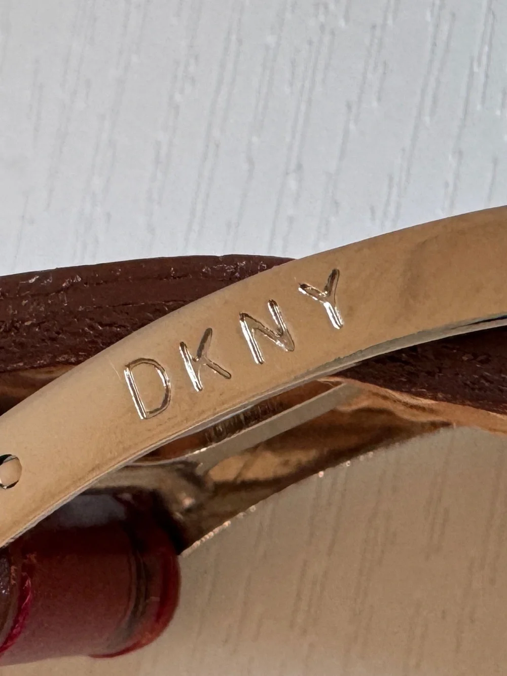 Vintage DKNY Embossed Red Calf Leather Belt Silver Buckle USA Ladies Small